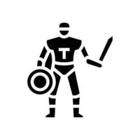 gladiador antigua grecia guerrero glifo icono vector ilustración