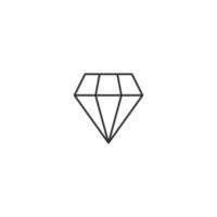 icono de vector de diamante de contorno sobre fondo blanco