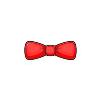 Red cartoon bow tie vector icon on white background