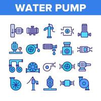 Water Pump Equipment Collection Icons Set Vector