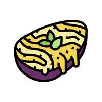 berenjena con ilustración de vector de icono de color de queso