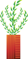 illustrazione di progettazione grafica della decorazione dell'interno del vaso di fiori della pianta d'appartamento crescita naturale delle foglie png