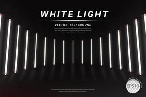 Empty dark room with White neon light for product display, landscape layout, Vector illustration