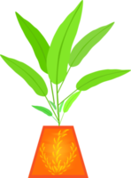 vaso de plantas de casa crescimento de folhas naturais decoração interna ilustração de design gráfico png