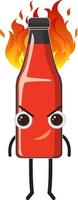 Chili sauce bottle cartoon character vector