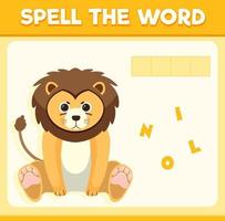 Spell word game with word lion vector