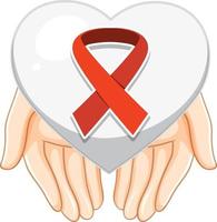 Red ribbon AIDS HIV symbol vector