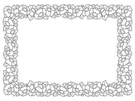 Beautiful flower frame. Coloring page. Design element for greeting card, wedding invitation, birthday. Vector illustration isolated on white background.