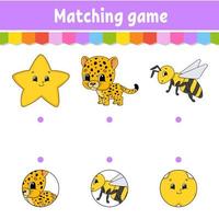 Matching game for kids. Education developing worksheet. Draw a line. Activity page. cartoon character. Vector illustration.