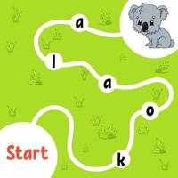 Logic puzzle game. Learning words for kids. Find the hidden name. Education developing worksheet. Activity page for study English. Isolated vector illustration. cartoon style.