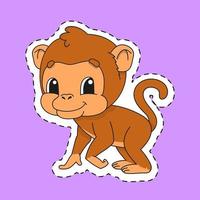 Sticker with contour. cartoon character. Animal theme. Colorful vector illustration. Isolated on color background. Template for your design.