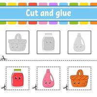 Cut and glue. Game for kids. Education developing worksheet. Color activity page. cartoon character. vector