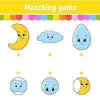 Matching game for kids. Education developing worksheet. Draw a line. Activity page. cartoon character. Vector illustration.