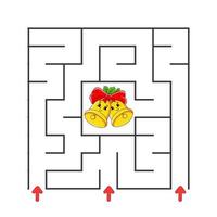 Square maze. Game for kids. Puzzle for children. cartoon character. Labyrinth conundrum. Color vector illustration. Find the right path. The development of logical and spatial thinking.