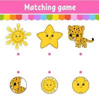 Matching game for kids. Education developing worksheet. Draw a line. Activity page. cartoon character. Vector illustration.