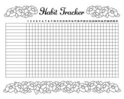 Habit tracker to improve your life. Sheet template for printing. Vector illustration isolated on white background.