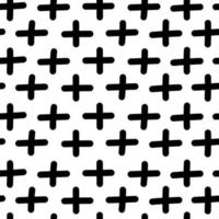 Hand drawn abstract cross seamless pattern. Plus sign endless wallpaper. Doodle style. vector