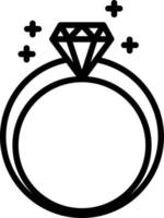 icono de línea de anillo de diamante vector