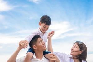 portrait happy family playing together photo
