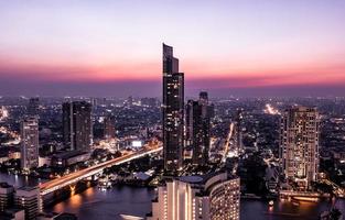 bangkok cityscape midnight view photo