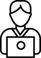 User Working On Laptop Line Icon vector