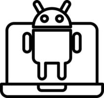 icono de línea androide vector