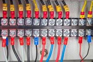 Electrical control panel line with static energy meters and safety circuit photo