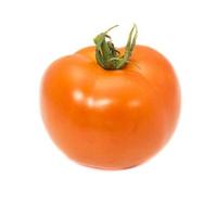 Tomato with green stem on white background photo