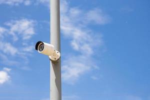 Security Day Night IP cameras for the safety with blue sky background. Technology IP cameras photo