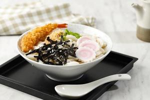 Japanese Udon noodles with tempura and vegetable photo