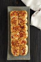Top View Pizza Sausage Roll Pull Apart Bread
