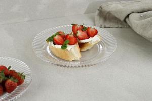 Homemade Strawberry Bruschetta with Cheese photo