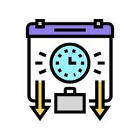 ilustración de vector de icono de color de horario de viaje o trabajo