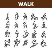 Walk People Motion Collection Icons Set Vector