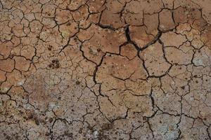 sequía y temporada de verano, paisaje caluroso. imagen de primer plano de tierra seca agrietada. foto