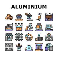 conjunto de iconos de colección de producción de aluminio vector