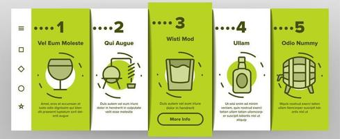 Whisky Alcoholic Drink Onboarding Icons Set Vector