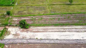 vista aérea de campos verdes y tierras de cultivo en las zonas rurales de tailandia. foto