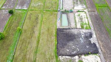 Aerial view of green fields and farmlands in rural Thailand. photo