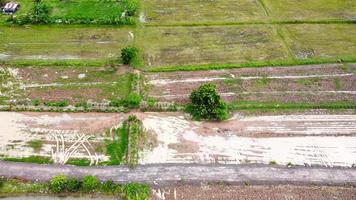 Aerial view of green fields and farmlands in rural Thailand. photo