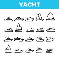 Yacht Marine Transport Collection Icons Set Vector