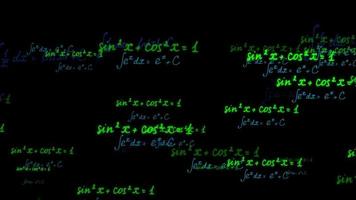 background of mathematical formulas on black photo