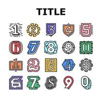 Numbers Numeral Title Collection Icons Set Vector