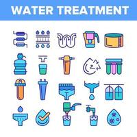 Water Treatment Vector Color Line Icons Set