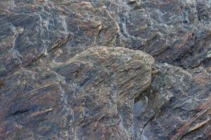 The dark surface of the stone is wet with sea water for background and textures. photo