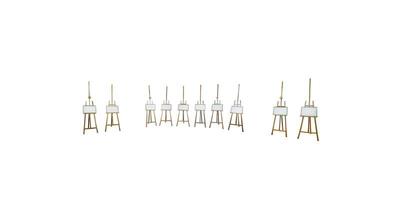 isolated empty easels on white background for organizing virtual exhibition in any spherical panorama 360 degrees angle view in equirectangular projection for use in 3d graphics. Painting mockup photo