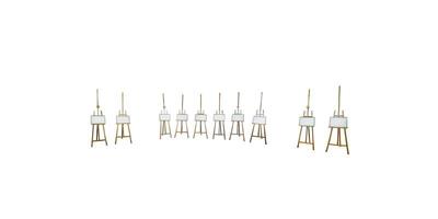 isolated empty easels on white background for organizing virtual exhibition in any spherical panorama 360 degrees angle view in equirectangular projection for use in 3d graphics. Painting mockup photo