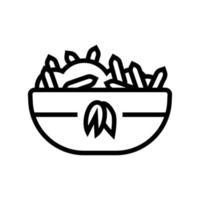 ilustración de vector de icono de línea de desayuno de avena cocida