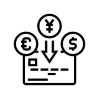 ilustración de vector de icono de línea de tarjeta de moneda