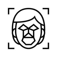 puntos de reconocimiento facial e ilustración de vector de icono de línea de estructura